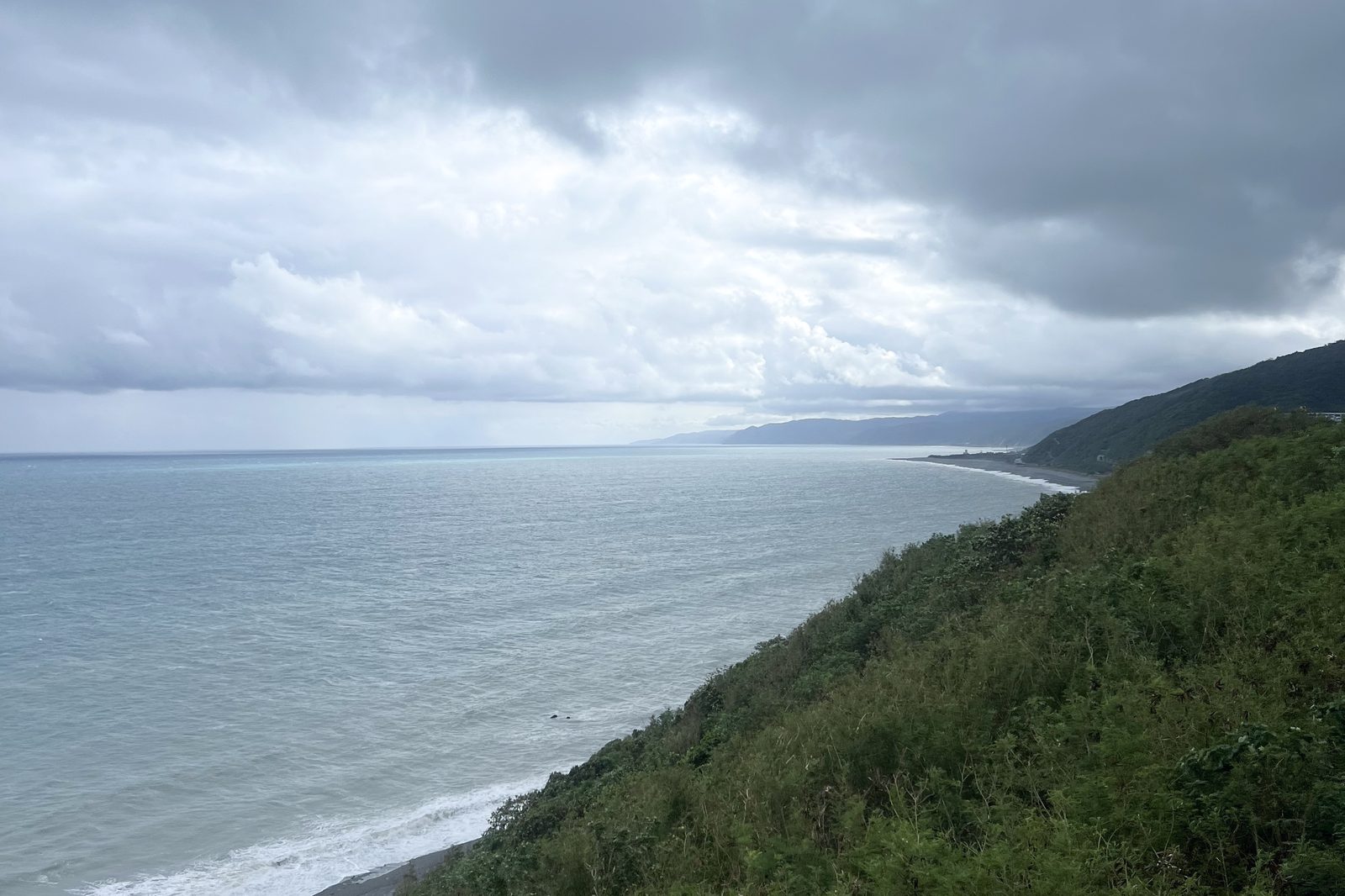 A misty view down the coastline