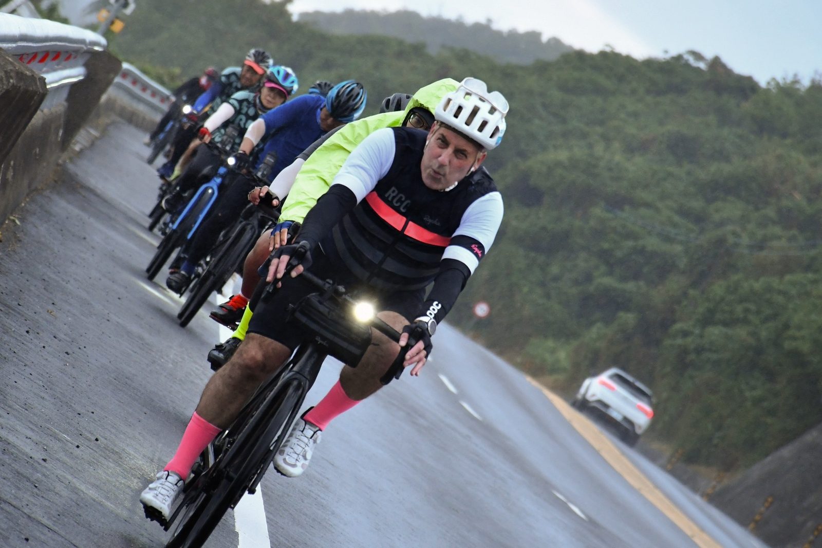 Riding hard through the rain