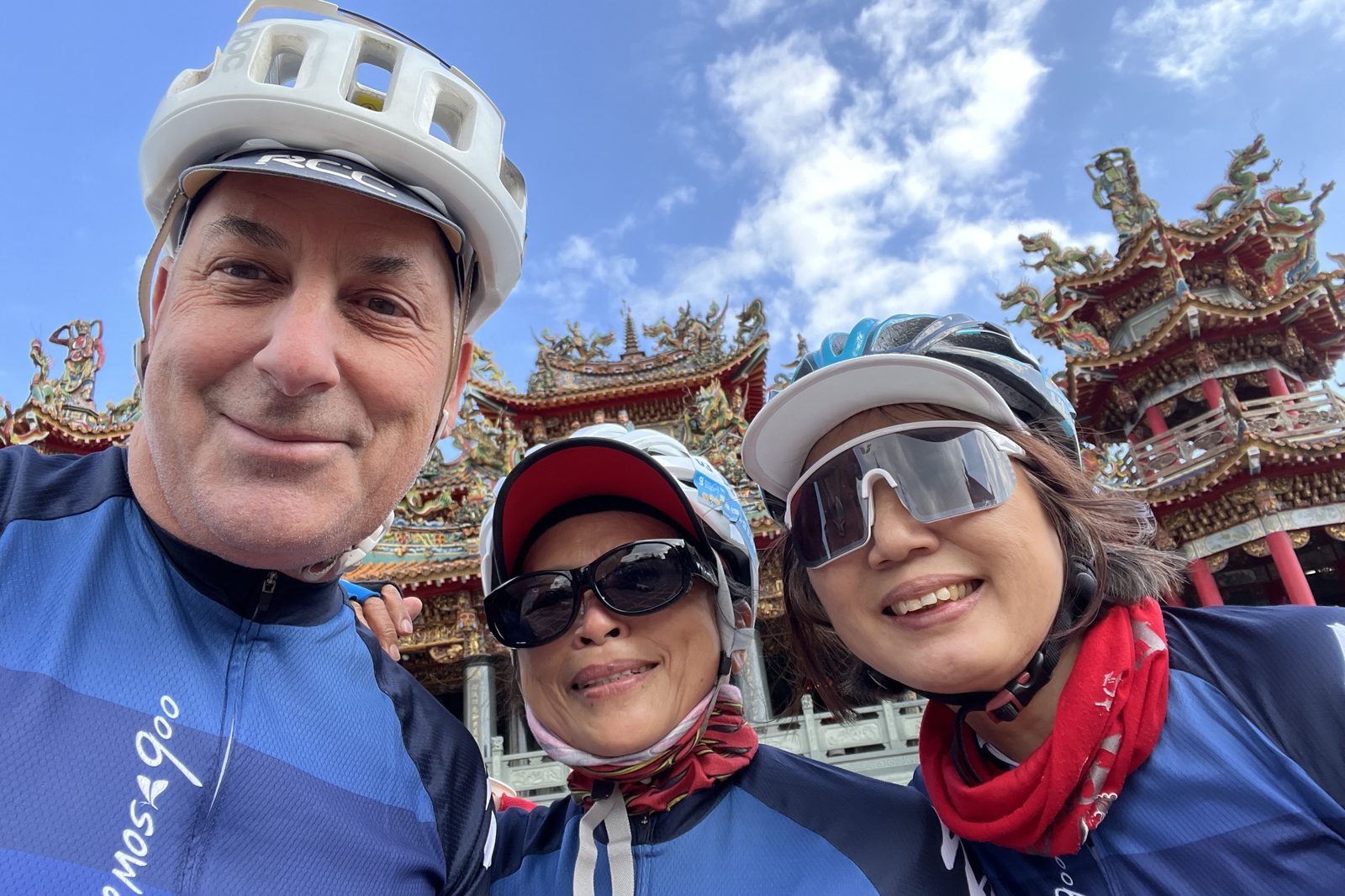 A selfie with the temple towers behind